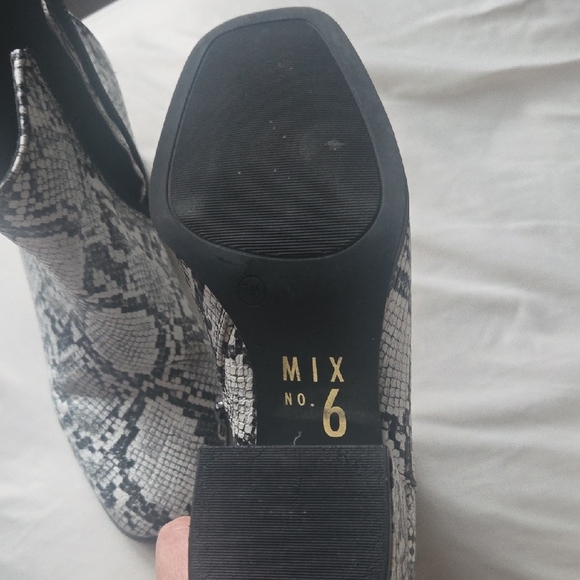 Mix No. 6 Black and White Patterned Ankle Boots - Picture 3 of 5
